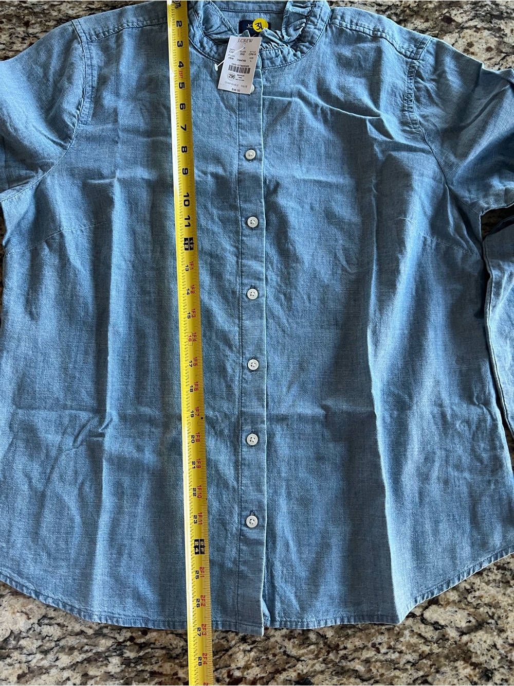 NWT J.Crew Chambray Ruffle-Collar Button-Front L - Picture 13 of 14